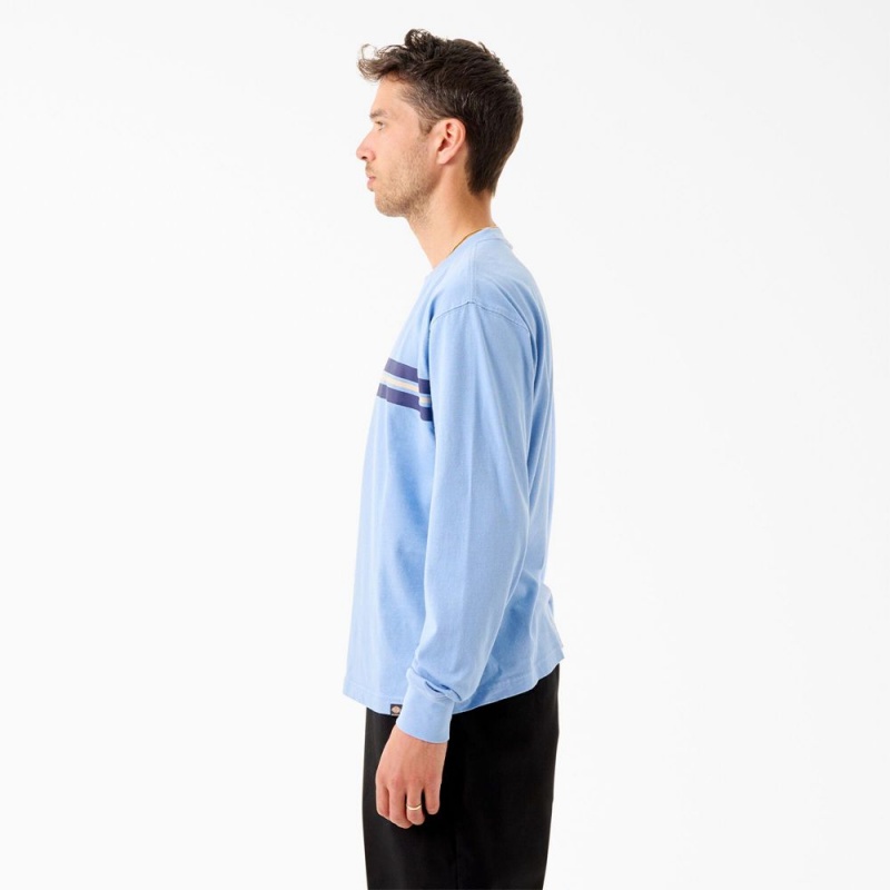 Men's Dickies Tom Knox Long Sleeve T-Shirt Blue | 6324518-IQ