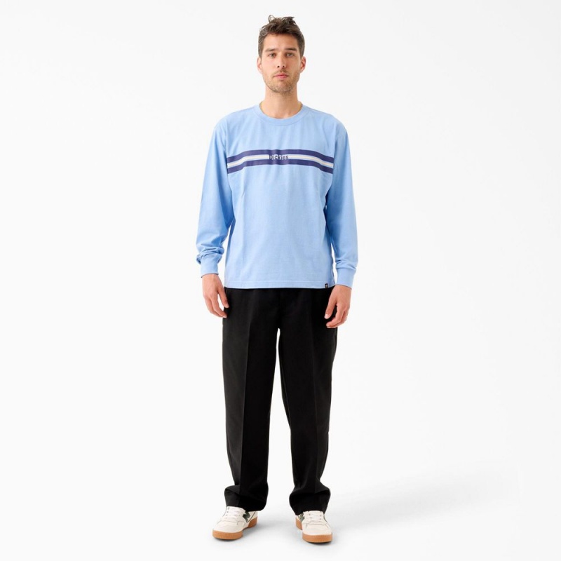 Men's Dickies Tom Knox Long Sleeve T-Shirt Blue | 6324518-IQ