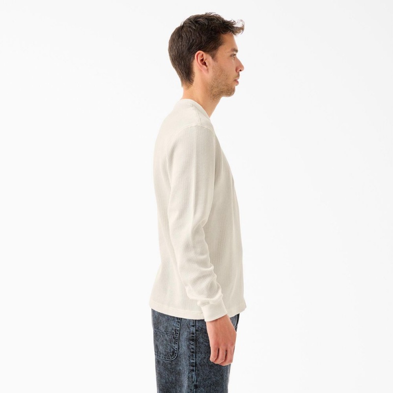 Men's Dickies Tom Knox Thermal Shirt White | 1037459-GP