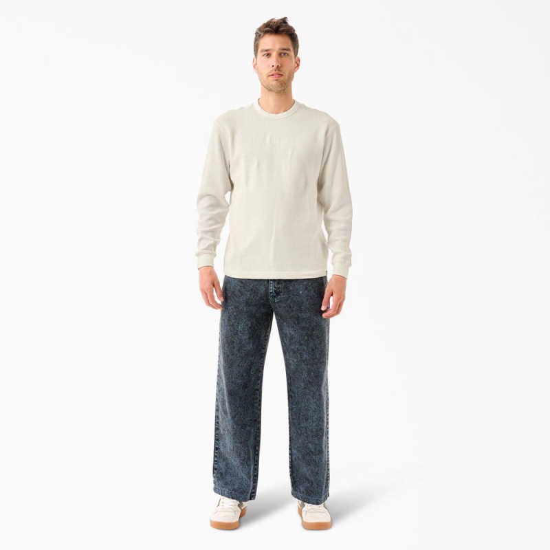 Men's Dickies Tom Knox Thermal Shirt White | 1037459-GP