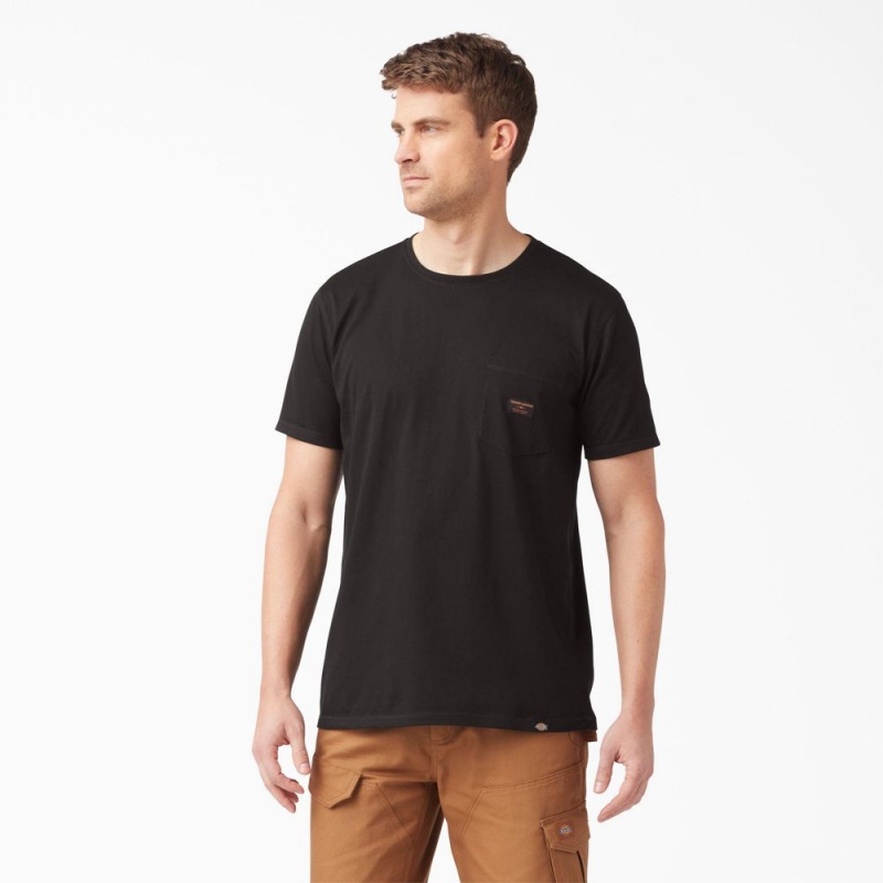 Men's Dickies Traeger x Pocket T-Shirt Black | 5386721-FW