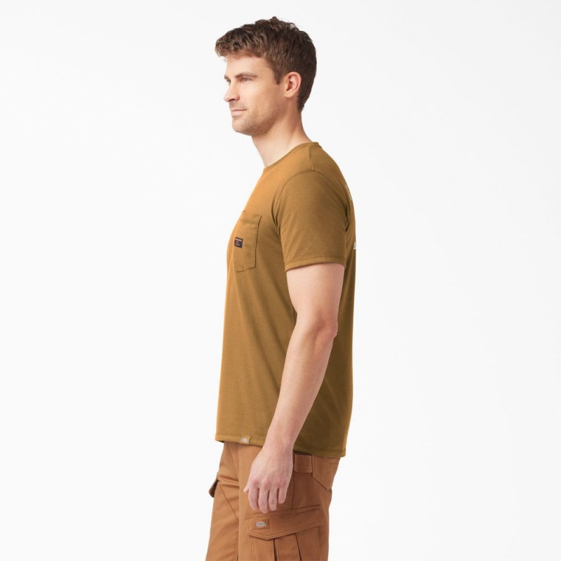 Men's Dickies Traeger x Pocket T-Shirt Brown | 5687241-RL