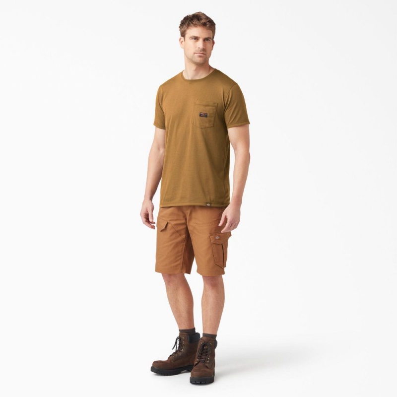 Men's Dickies Traeger x Pocket T-Shirt Brown | 5687241-RL