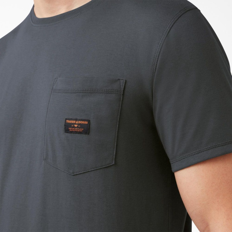 Men's Dickies Traeger x Pocket T-Shirt Grey | 1235460-PA