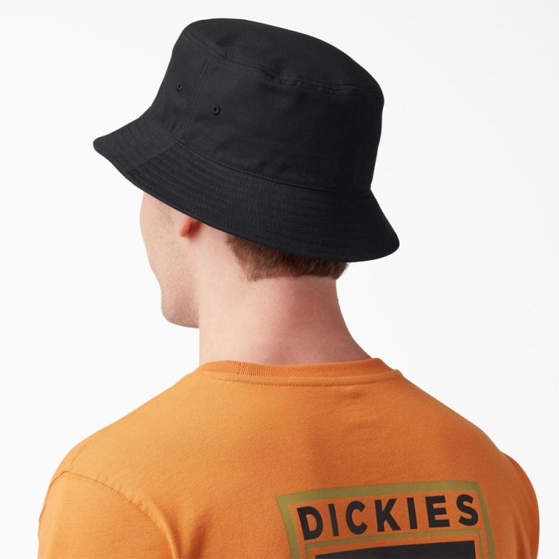 Men's Dickies Twill Bucket Hat Black | 1305426-EX