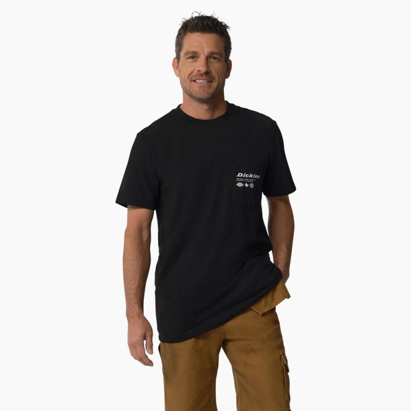 Men's Dickies United By Work Graphic Pocket T-Shirt Black | 1927835-FB