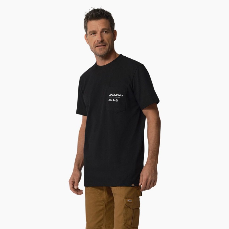 Men's Dickies United By Work Graphic Pocket T-Shirt Black | 1927835-FB