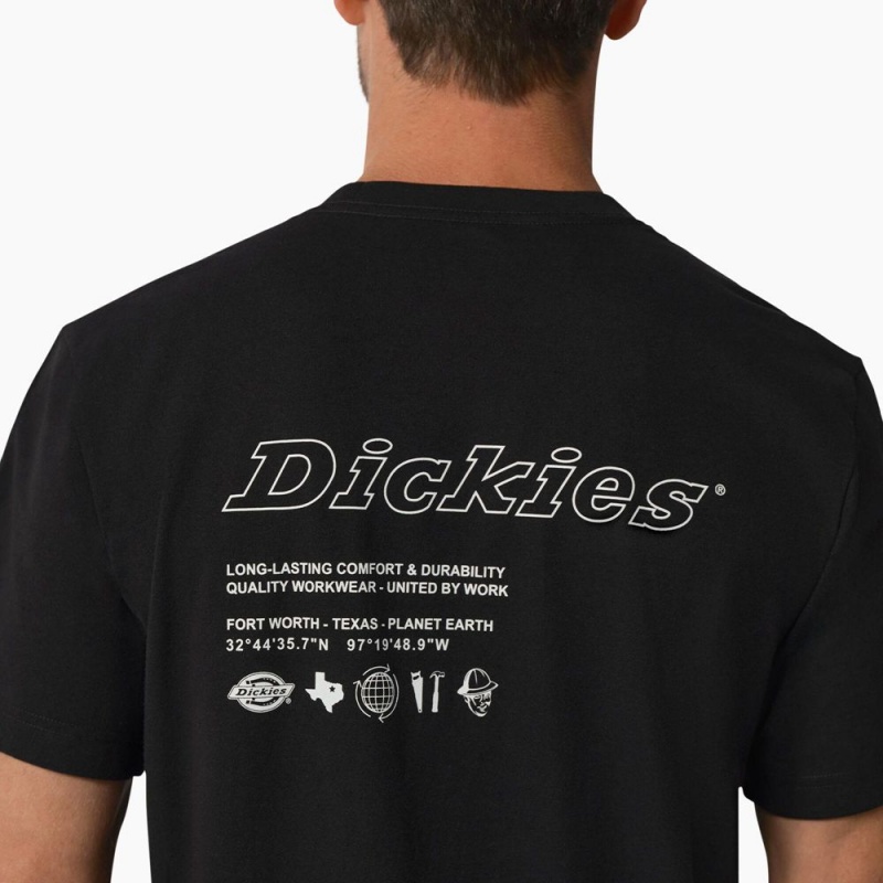 Men's Dickies United By Work Graphic Pocket T-Shirt Black | 1927835-FB