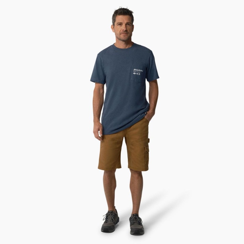 Men's Dickies United By Work Graphic Pocket T-Shirt Blue | 9415270-VW