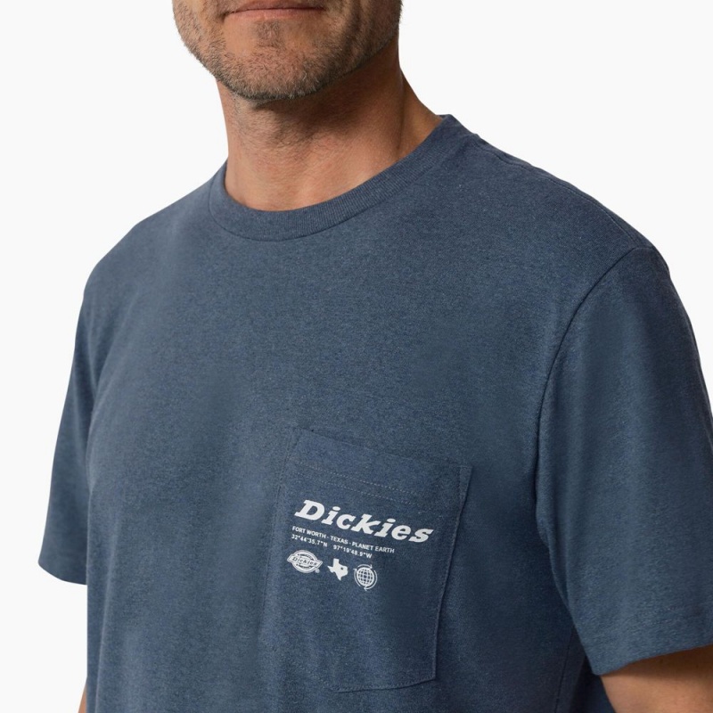 Men's Dickies United By Work Graphic Pocket T-Shirt Blue | 9415270-VW