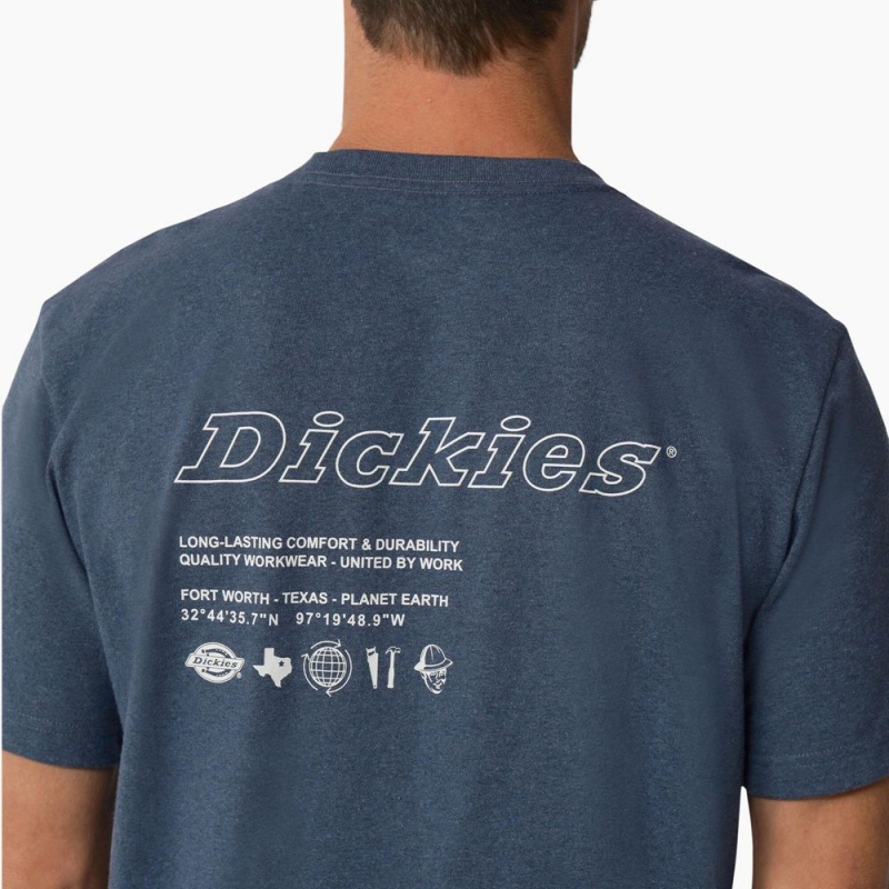 Men's Dickies United By Work Graphic Pocket T-Shirt Blue | 9415270-VW