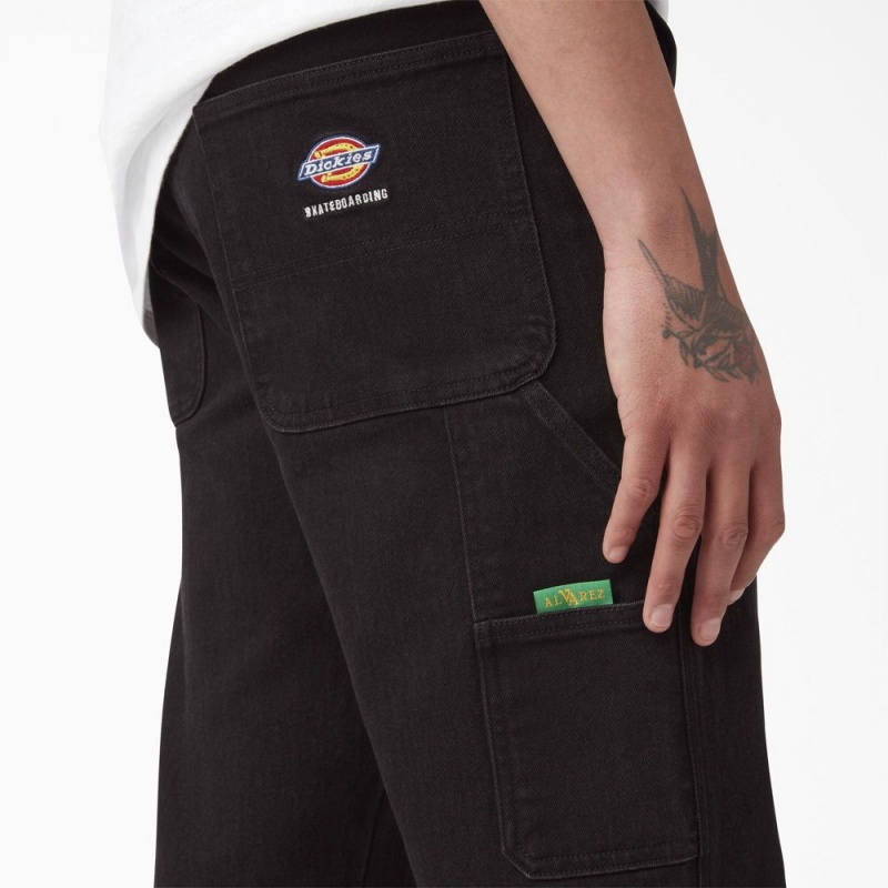 Men's Dickies Vincent Alvarez Relaxed Fit Carpenter Jeans Black | 1640783-BO