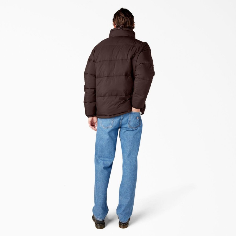 Men's Dickies Waldenburg Puffer Jacket Brown | 4820539-TV