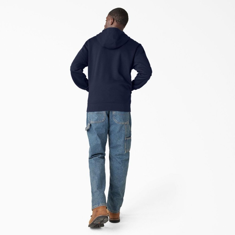 Men's Dickies Water Repellent Camo Logo Hoodie Navy | 0358492-BY