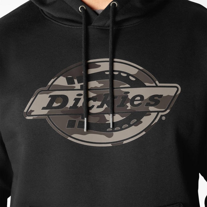 Men's Dickies Water Repellent Camo Logo Hoodie Black | 3178965-GO