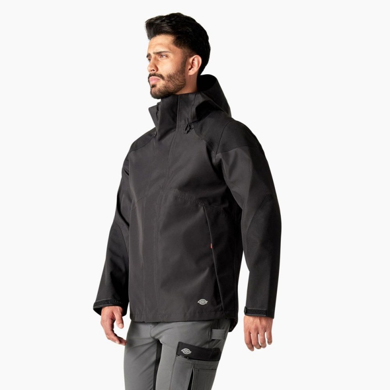 Men's Dickies Waterproof Shell Jacket Black | 2915403-MZ