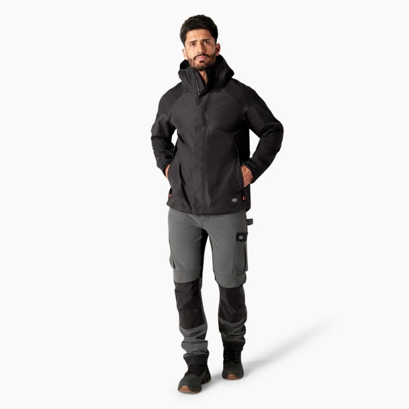 Men's Dickies Waterproof Shell Jacket Black | 2915403-MZ