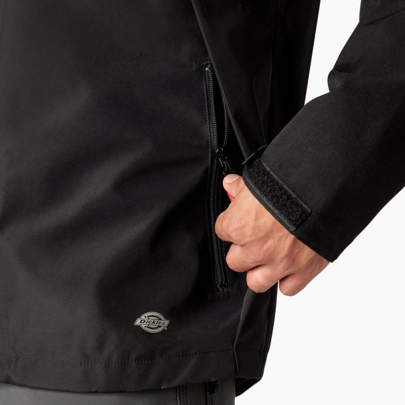 Men's Dickies Waterproof Shell Jacket Black | 2915403-MZ