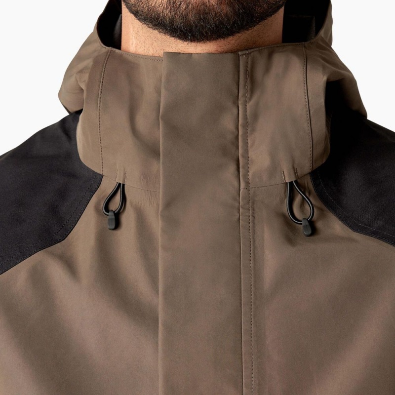 Men's Dickies Waterproof Shell Jacket Brown | 5463721-BE