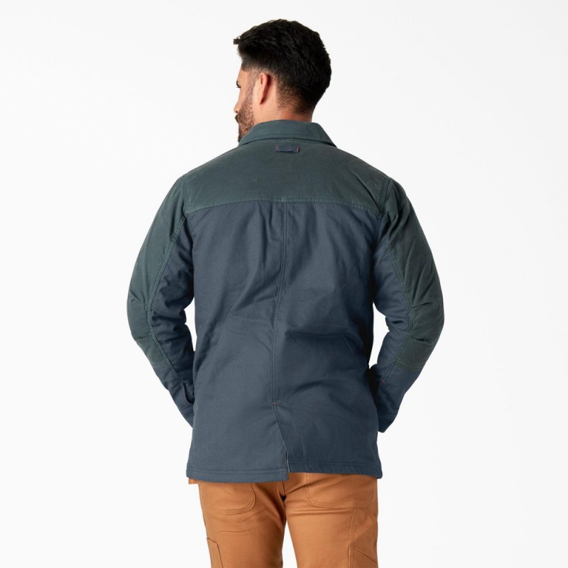 Men's Dickies Waxed Canvas Chore Jacket Blue | 0361297-EZ