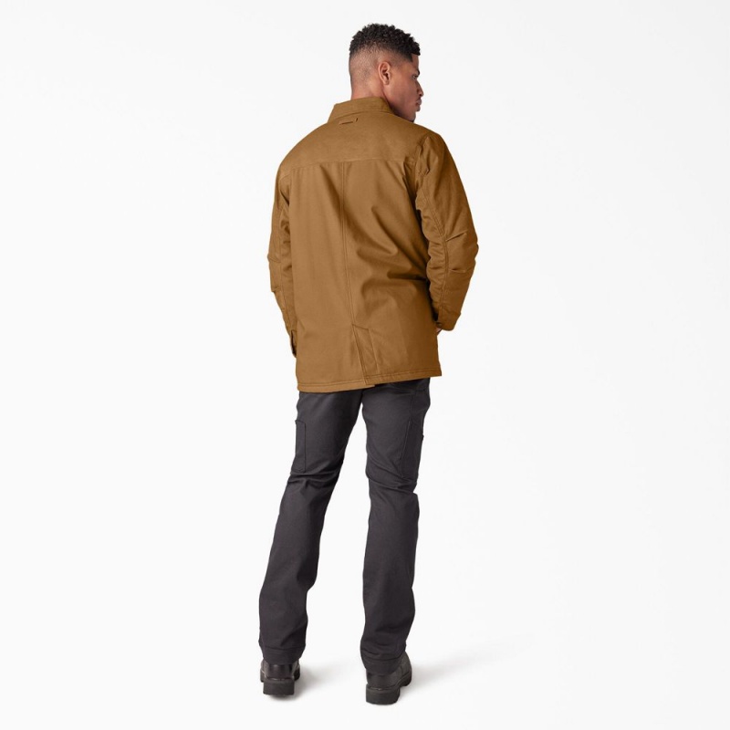 Men's Dickies Waxed Canvas Chore Jacket Brown | 6834729-NJ