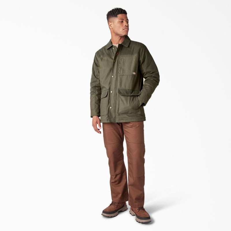 Men's Dickies Waxed Canvas Chore Jacket Green | 1386057-MA