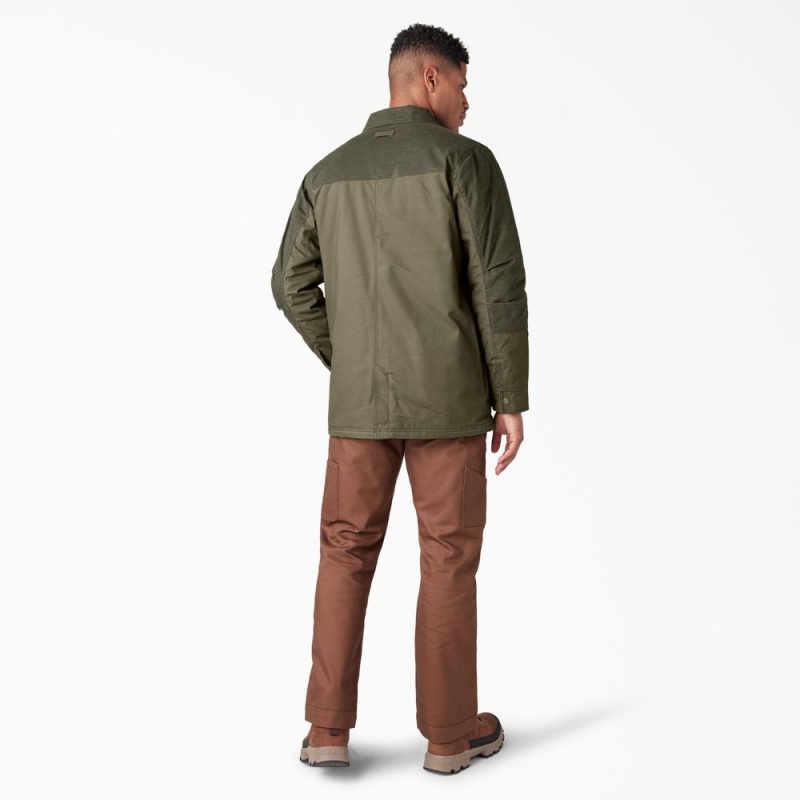 Men's Dickies Waxed Canvas Chore Jacket Green | 1386057-MA