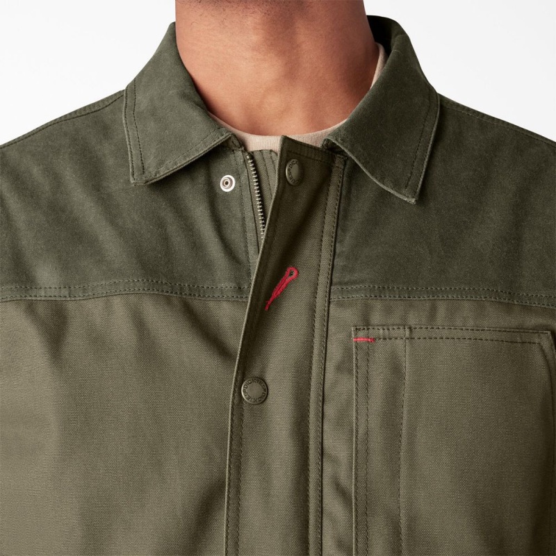 Men's Dickies Waxed Canvas Chore Jacket Green | 1386057-MA