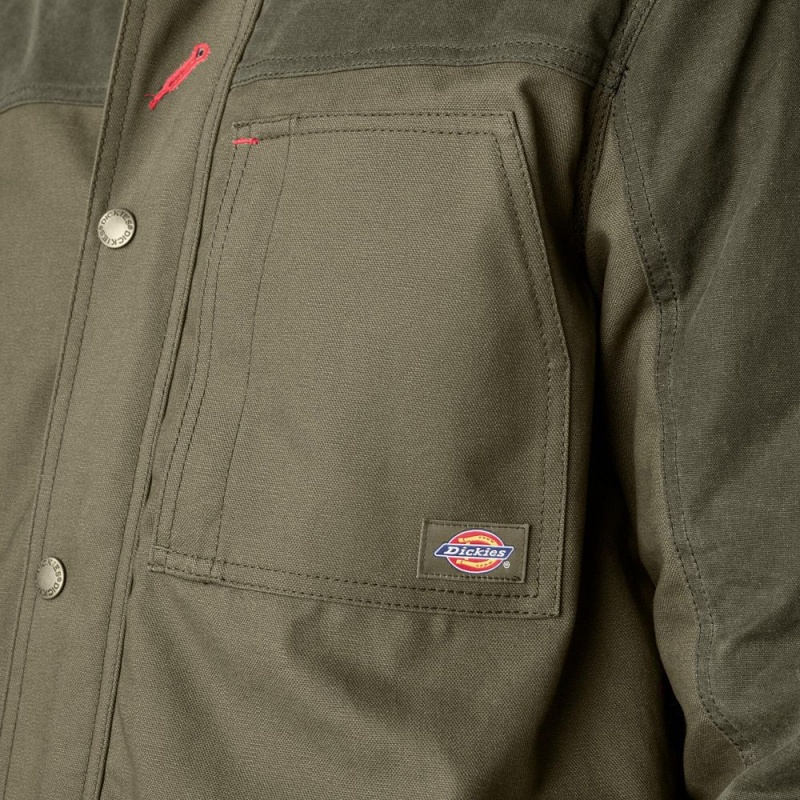 Men's Dickies Waxed Canvas Chore Jacket Green | 1386057-MA