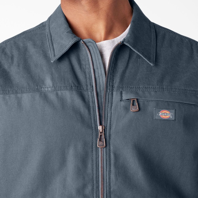 Men's Dickies Waxed Canvas Service Jacket Blue | 6571380-VB