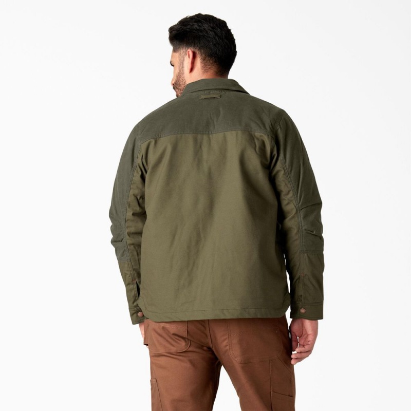 Men's Dickies Waxed Canvas Service Jacket Green | 4278309-QJ