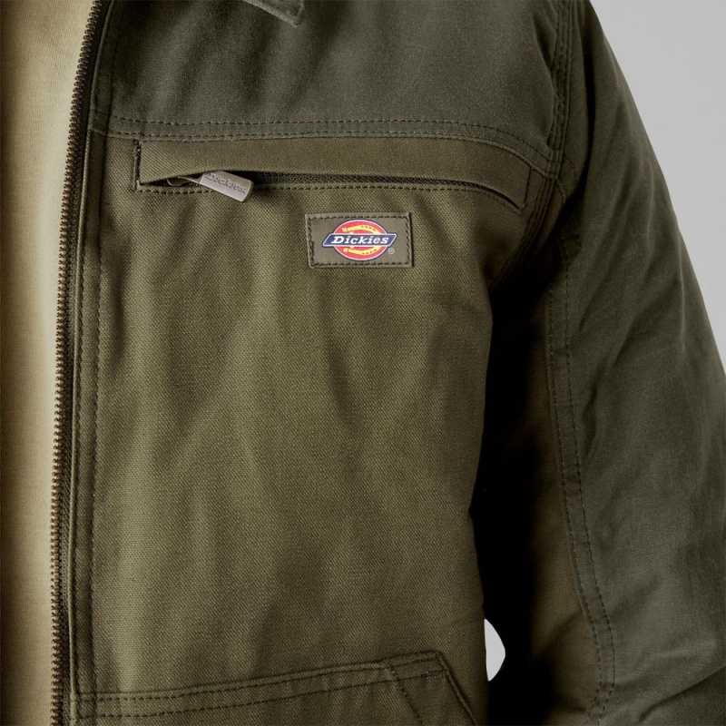 Men's Dickies Waxed Canvas Service Jacket Green | 4278309-QJ