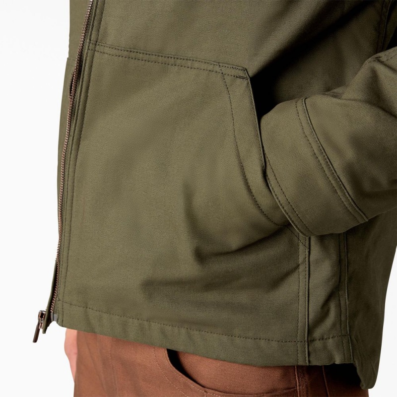 Men's Dickies Waxed Canvas Service Jacket Green | 4278309-QJ