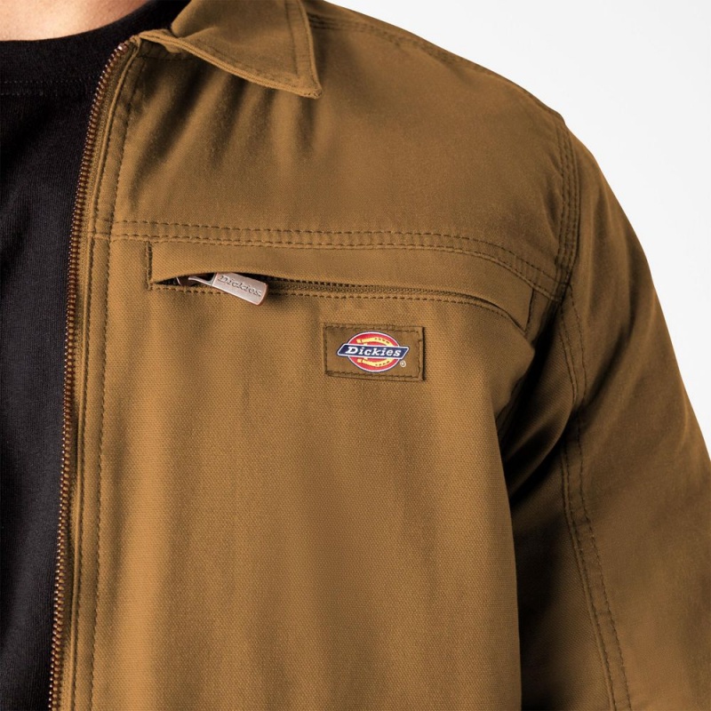 Men's Dickies Waxed Canvas Service Jacket Brown | 6471208-HW