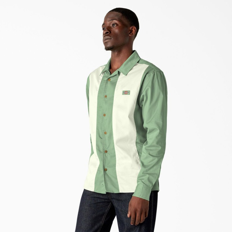 Men's Dickies Westover Long Sleeve Shirt Green | 9342618-GU