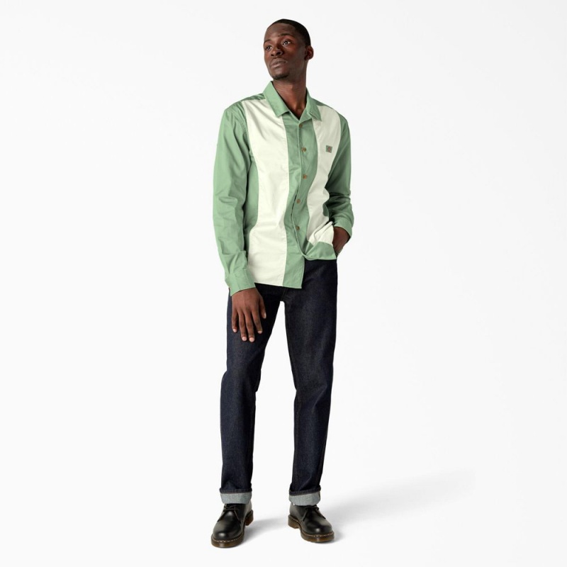 Men's Dickies Westover Long Sleeve Shirt Green | 9342618-GU