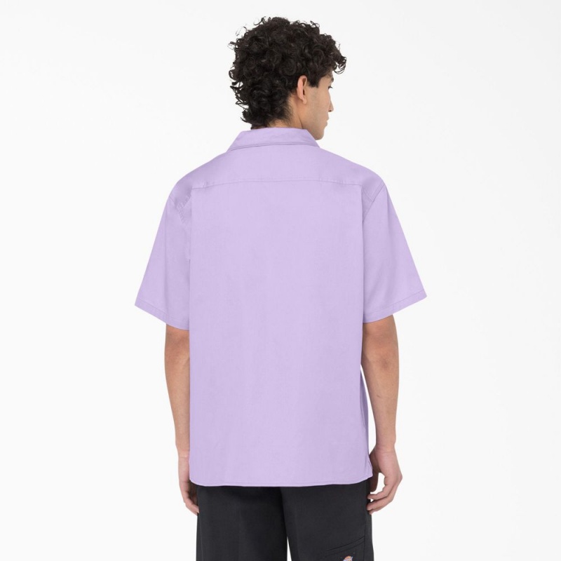 Men's Dickies Westover Short Sleeve Shirt Purple | 6832051-VW