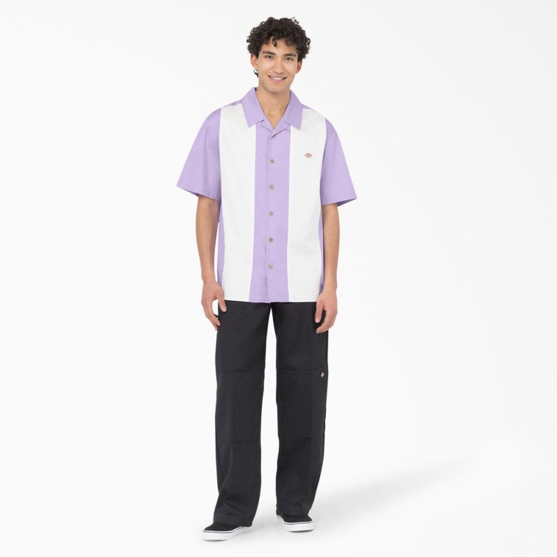 Men's Dickies Westover Short Sleeve Shirt Purple | 6832051-VW