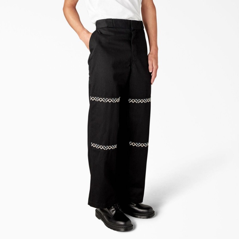 Men's Dickies Wichita Embroidered Double Knee Pants Black | 7289016-VN