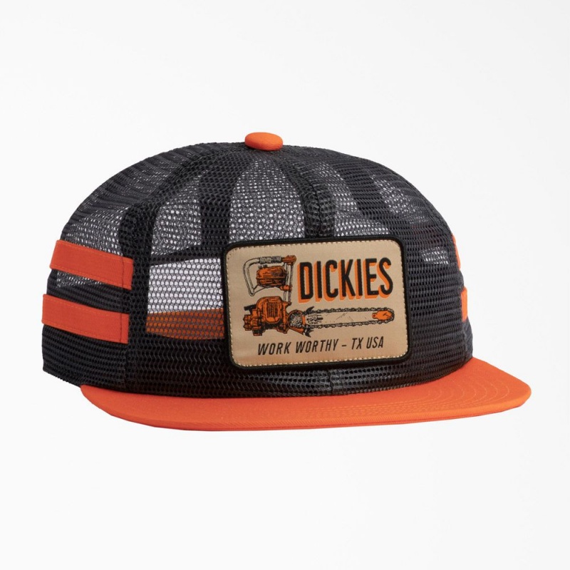 Men\'s Dickies Work Worthy Mesh Trucker Hat Orange | 6507348-HZ