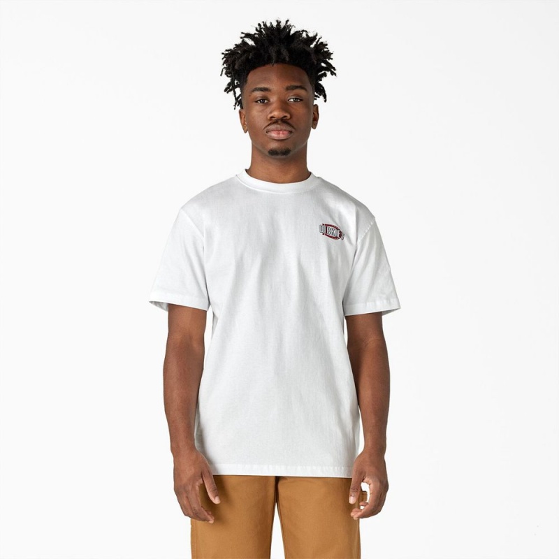 Men's Dickies Workwear Sign Heavyweight T-Shirt White | 9341072-MV