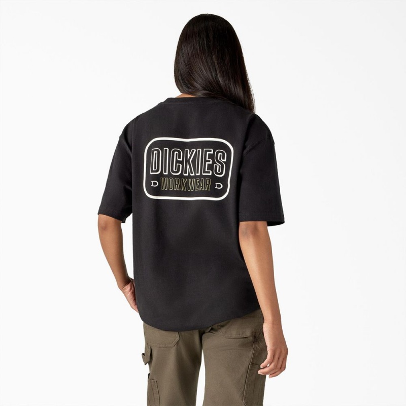 Men's Dickies Workwear Sign Heavyweight T-Shirt Black | 0784126-AG