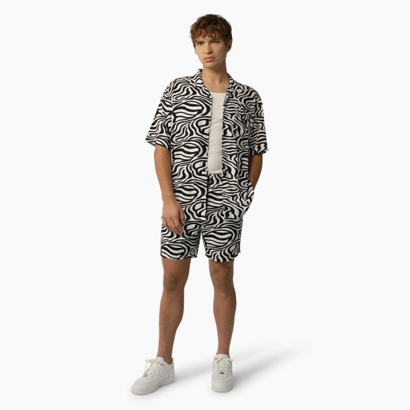 Men's Dickies Zebra Print Modern Fit Drawstring Shorts Black | 1582936-BZ