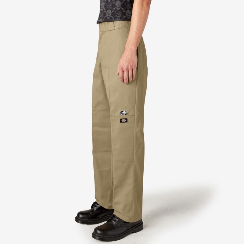 Men's Dickies x Lurking Class Regular Fit Double Knee Pants Khaki | 8739052-VK