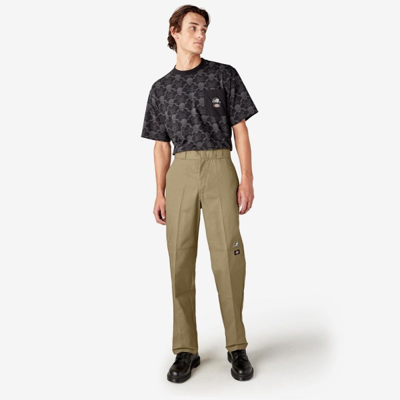 Men's Dickies x Lurking Class Regular Fit Double Knee Pants Khaki | 8739052-VK