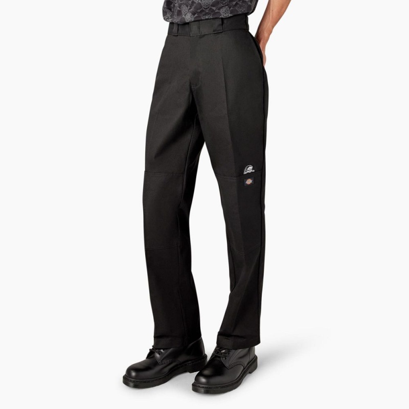 Men's Dickies x Lurking Class Regular Fit Double Knee Pants Black | 5986241-IG