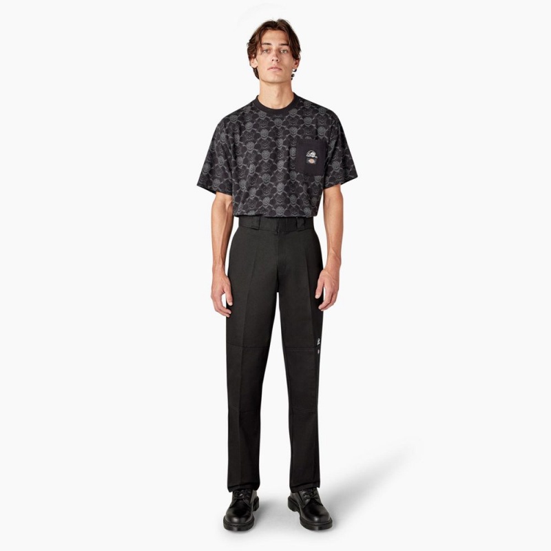 Men's Dickies x Lurking Class Regular Fit Double Knee Pants Black | 5986241-IG