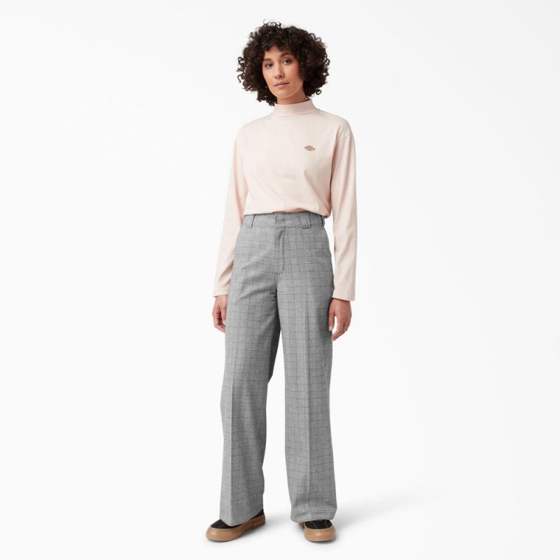 Women's Dickies Bakerhill High Rise Wide Leg Pants Grey | 6132580-UL