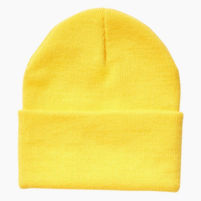 Women's Dickies Breast Cancer Awareness Cuffed Knit Beanie Yellow | 2769580-SP