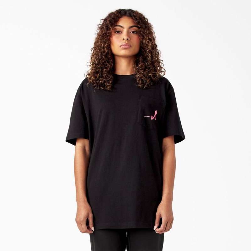 Women's Dickies Breast Cancer Awareness Heavyweight T-Shirt Black | 1790534-AD